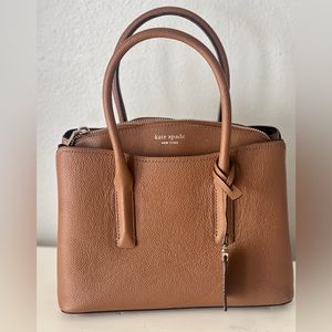 Kate Spade New York brown medium satchel, refined leather